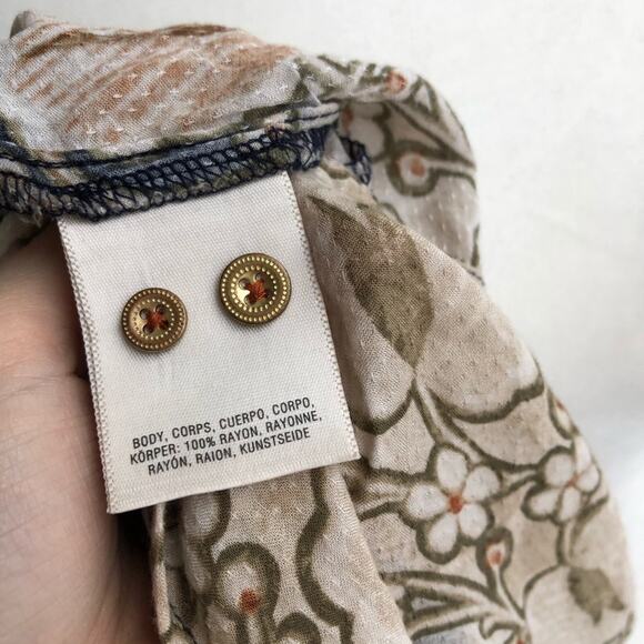 Anthro Maeve Navy Print Button Front Blouse - Picture 6 of 6